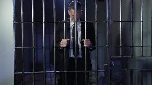 White collar crime - business man in jail - financial crime HD