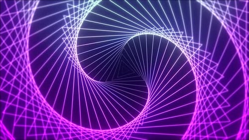 Neon Geometric Triangle Tunnel Loop Background