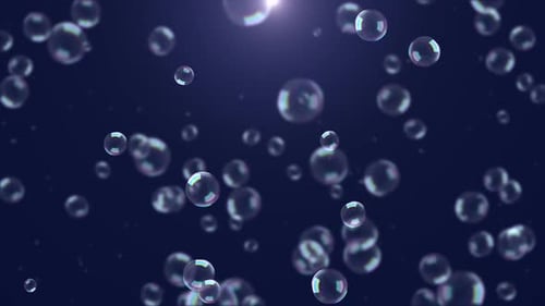 Burbujas de aire abstractas en la pantalla verde azul del agua