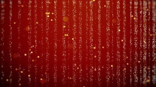 Elegant Red Festive Background with Golden Particle Shimmering Lines