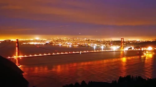 Golden Gate Bridge at Night, Time Lapse America