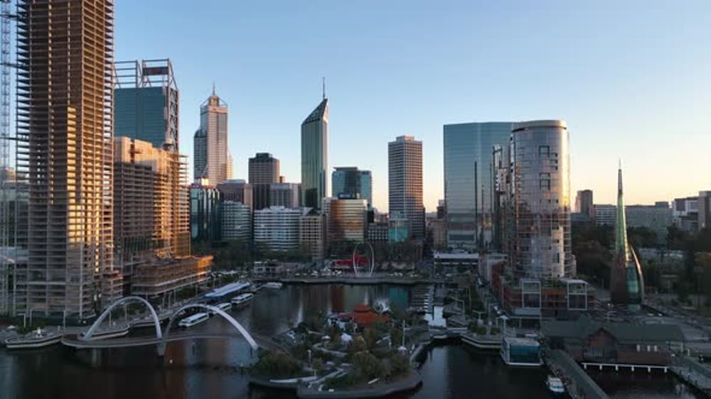 Aerial view of Perth City, Western Australia, Australia., Overhead ...