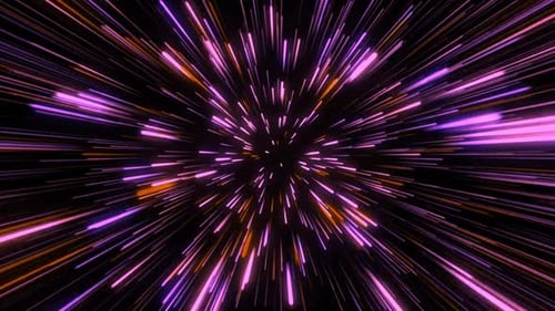 Multicolored speed lines flying particles loop background.