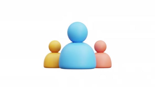 3D Animation Teamwork Group Blue Leadership