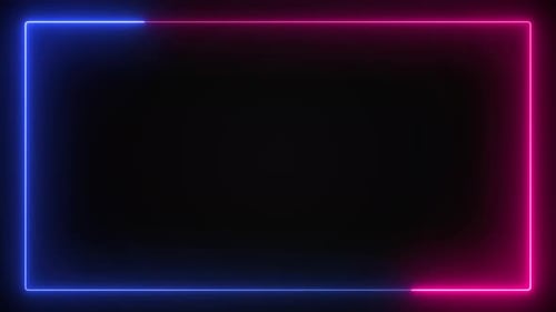 Dynamic Pink and Blue Neon Line Rectangle Frame Animation