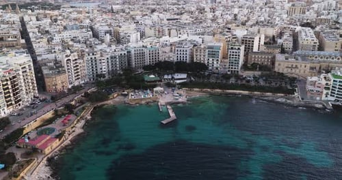 Aerial view of St Julian's Bay, Malta.