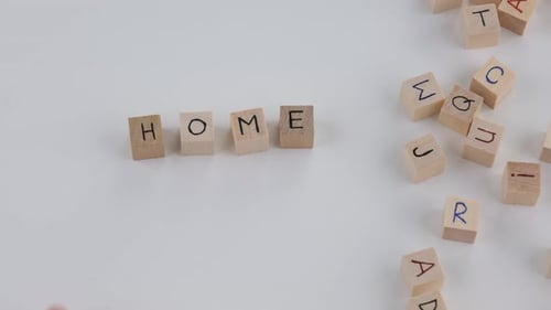 home work wooden words