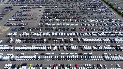 Aerial View of Organized Car Parking Lot