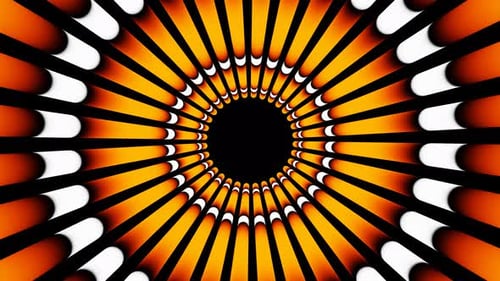 Orange und weiße Linien Abstrakte Kreistunnel führte Neon Nahtlose Animation