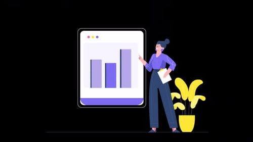 Woman Worker Analyzing Digital Data Alpha Channel