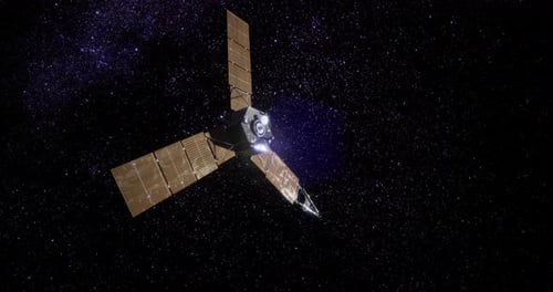 Futuristic 3D Satellite Floating in Starry Space