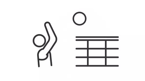 Simple thin line black animation of volleyball icon