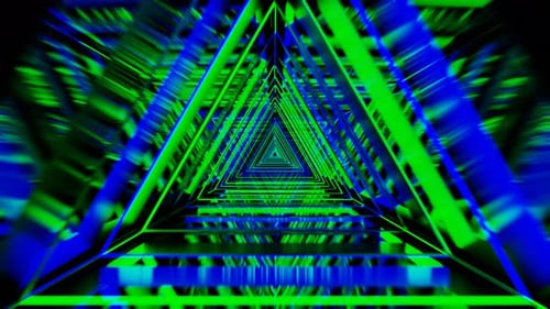 Green and Blue Triangular Dimension VJ Loop Background Animation in 4K