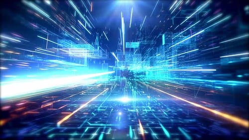 4K Technology City Particle Background Video