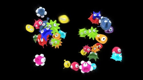 Playful Animated Colorful Abstract Microorganisms Floating