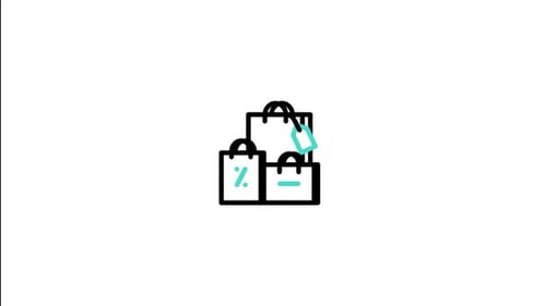 Animated Flat Design Shopping Bags Icon with Sale Tag