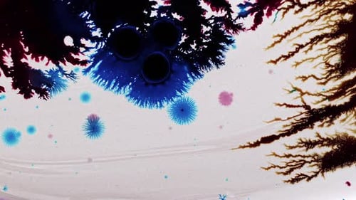 Ink Drops And Surreal Shapes Spread On Background Surface 11