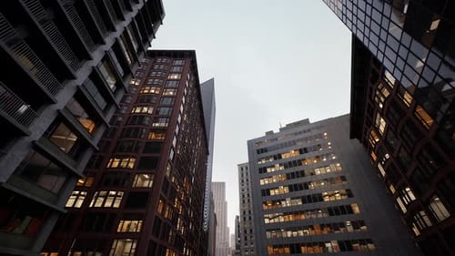 Representación vívida de estructuras urbanas que combinan claramente estilos antiguos y nuevos