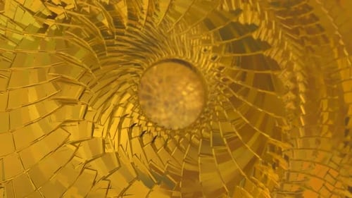 Yellow Particles Blocks Circling Tunnel Animation Background