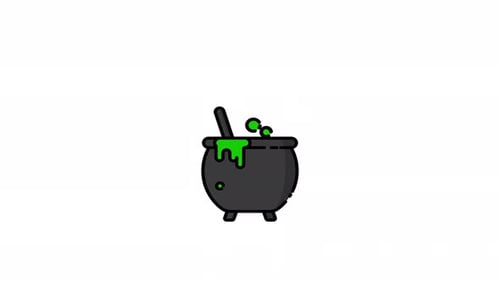 animated of cauldron for halloween icon video 4k resolution