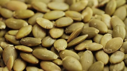 Green Pumpkin Seeds Close Up, Macro Footage
