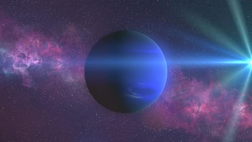 Neptun und ein entfernter Stern im Weltraum