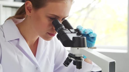 Female Doctor Works in a Modern Scientific Laboratory Using Equipment and Technologies The Scientist