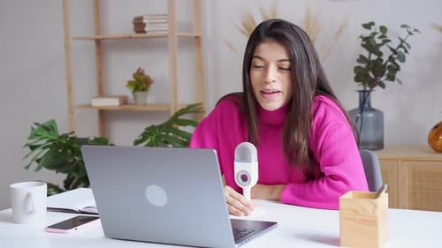 Close Up Slow Motion Face of Young Woman Isolated on Red Background