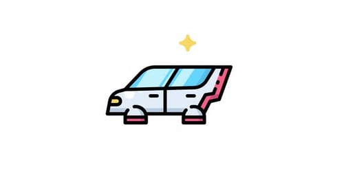 Flat Design Flying Car Technology Animation