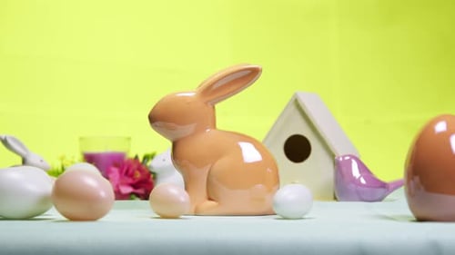 Charming Easter Display with Bunny and Pastel Eggs
