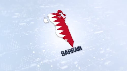 Animated 3D Bahrain Map Reveal with National Flag and Text