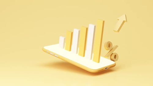 Smartphone with Growth Graph and Percentage Symbol