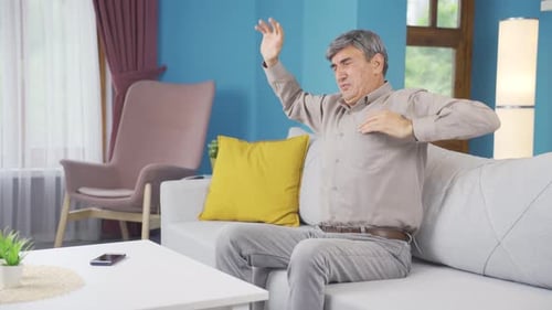 The old man is disturbed by the smell of sweat. It stinks of sweat.