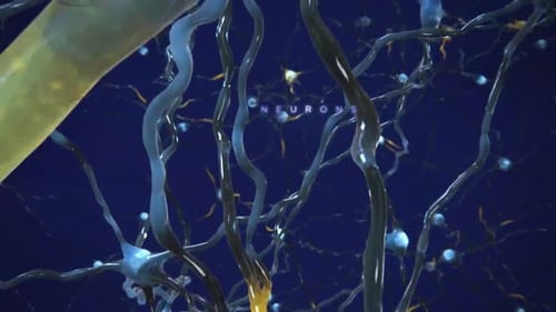 Neural Network Abstract Animation with Glowing Electrical Impulses