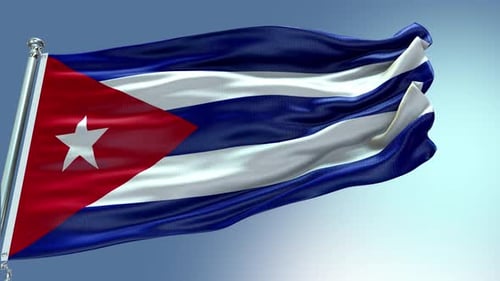 Realistic Animation of the Cuba Flag Waving