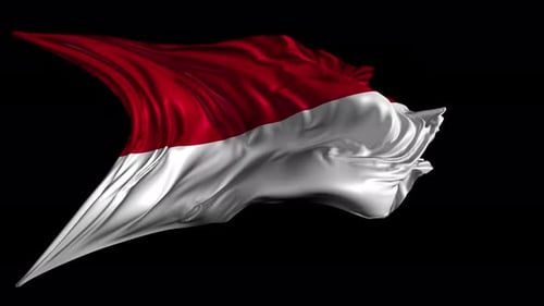 Realistic Waving Red and White Flag Animation