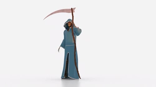 Grim Reaper Stand Idle With Dynamic Dress Simulate in Wind