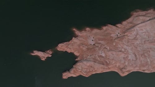 Aerial Top View of Lake Powell and Glen Canyon in Arizona