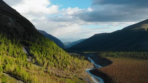 Breathtaking Valley and River Landscape in the Altai Mountains Media