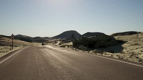 Winding Road Through the Vast Mongolian Steppe Under the Bright Sun at Midday