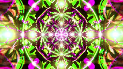 Pulsing Geometric Kaleidoscope Loop with Neon Glow