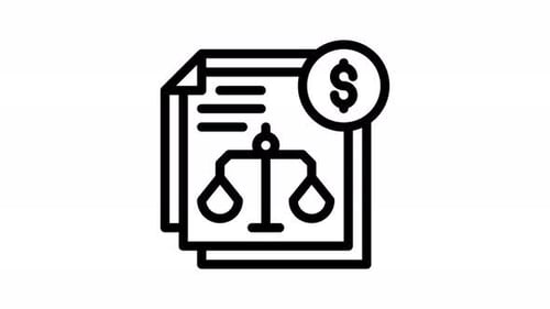 Animated Legal Document and Financial Balance Icons