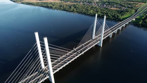 Bridge Construction District Traffic Car River Crossing Overpass Infrastructure Aerial View