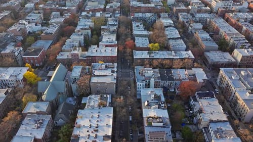 Aerial Brooklyn Cityscape Revealing Geometric Street Layout with Low Rise Residential Buildings