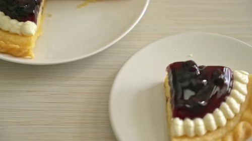 Close up of Delicious Slice of Blueberry Pie