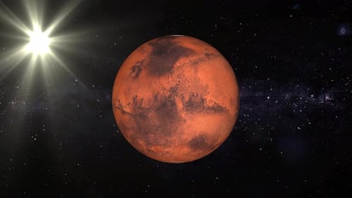 Mars planet animation in space. 2450