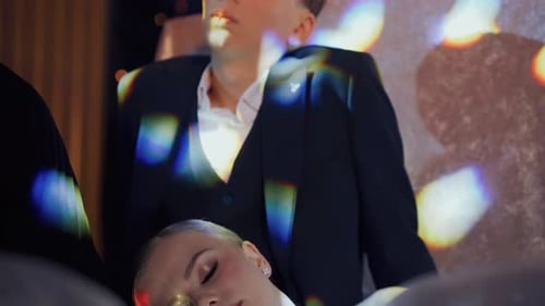 Young Couple Celebrating Wedding Reception at Night