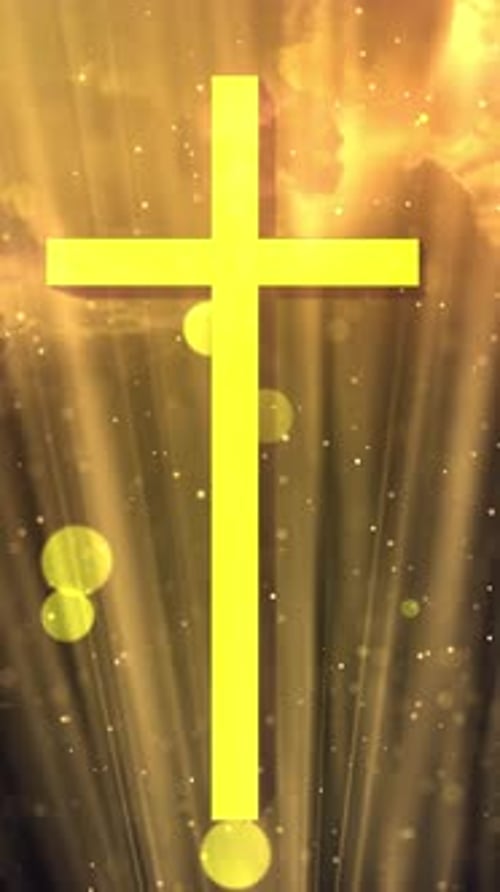 Animated Golden Cross with Divine Light Rays Vertical Background