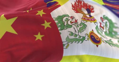 Realistic Waving Flags of China and Tibet