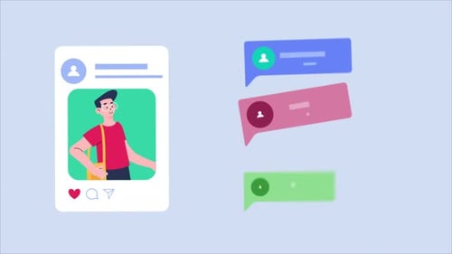 Flat Design Social Media Post and Comment Animation